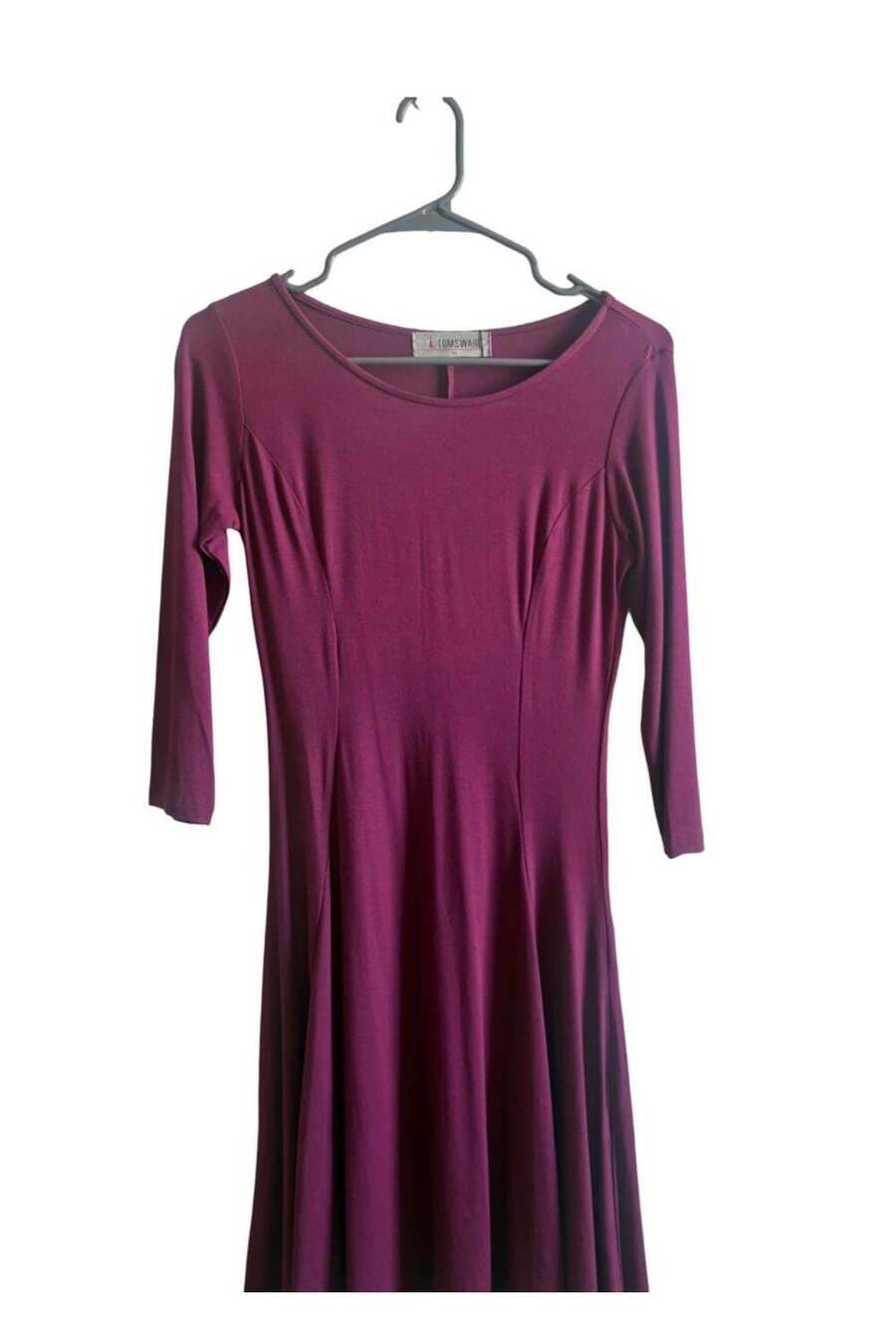 Toms Ware Women's Casual 2/3 Sleeve Fit and Flare Knit Dress, Wine